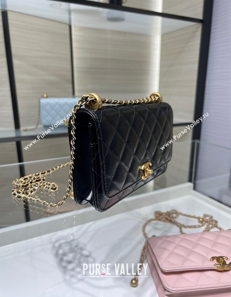 Chanel Shiny Calfskin Wallet On Chain WOC Black 2025 AP2289 (yezi-2508110078)