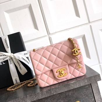 Chanel Shiny Lambskin Mini Square Flap Bag with CC Chain AS5758 Light Pink 2025 (yezi-250811102)