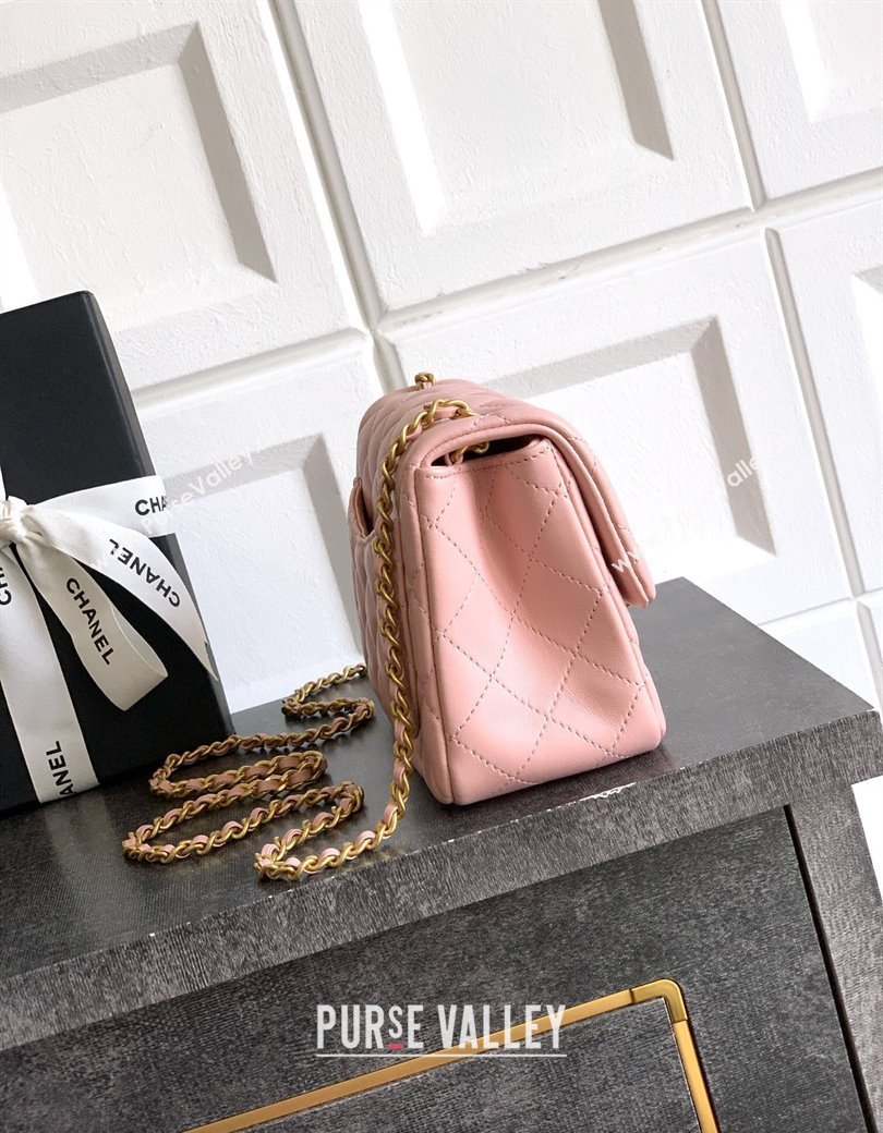 Chanel Shiny Lambskin Mini Square Flap Bag with CC Chain AS5758 Light Pink 2025 (yezi-250811102)