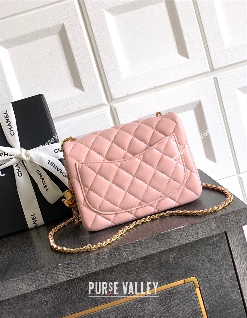 Chanel Shiny Lambskin Mini Square Flap Bag with CC Chain AS5758 Light Pink 2025 (yezi-250811102)