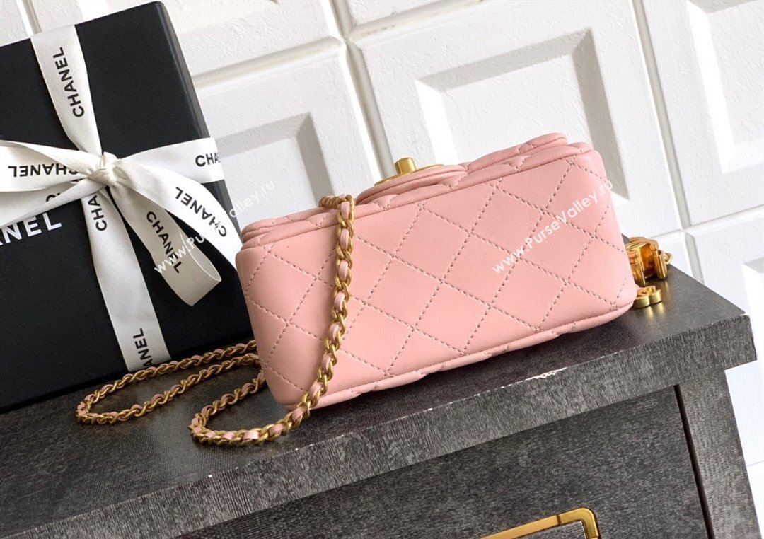 Chanel Shiny Lambskin Mini Square Flap Bag with CC Chain AS5758 Light Pink 2025 (yezi-250811102)