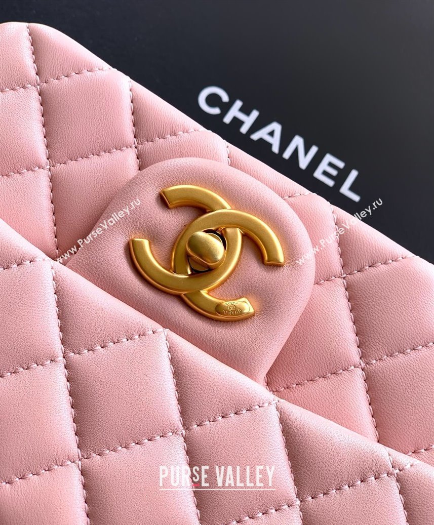 Chanel Shiny Lambskin Mini Square Flap Bag with CC Chain AS5758 Light Pink 2025 (yezi-250811102)