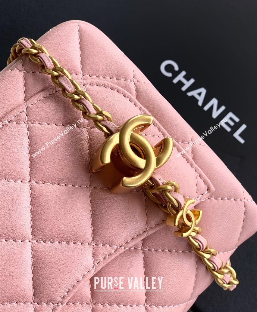 Chanel Shiny Lambskin Mini Square Flap Bag with CC Chain AS5758 Light Pink 2025 (yezi-250811102)
