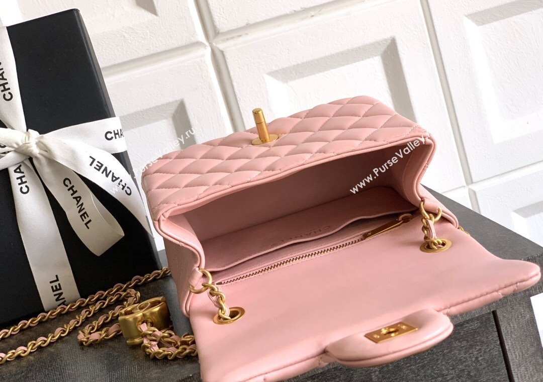 Chanel Shiny Lambskin Mini Square Flap Bag with CC Chain AS5758 Light Pink 2025 (yezi-250811102)