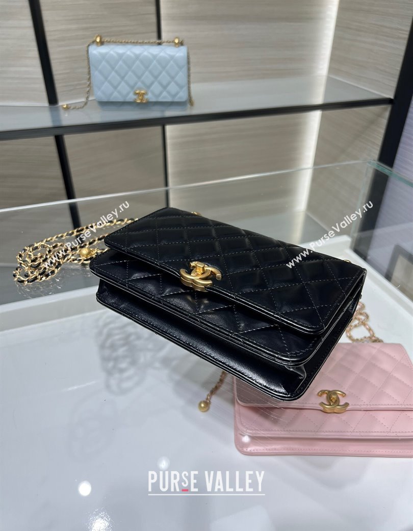 Chanel Shiny Calfskin Wallet On Chain WOC Black 2025 AP2289 (yezi-2508110078)