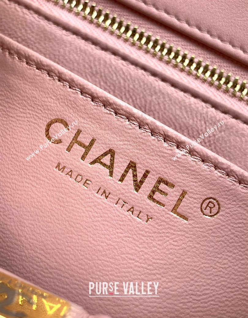 Chanel Shiny Lambskin Mini Square Flap Bag with CC Chain AS5758 Light Pink 2025 (yezi-250811102)