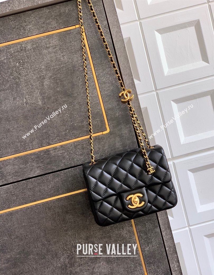 Chanel Shiny Lambskin Mini Square Flap Bag with CC Chain AS5758 Black 2025 (yezi-250811103)