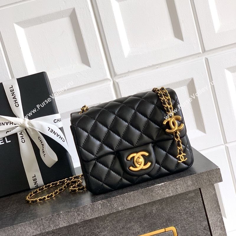 Chanel Shiny Lambskin Mini Square Flap Bag with CC Chain AS5758 Black 2025 (yezi-250811103)