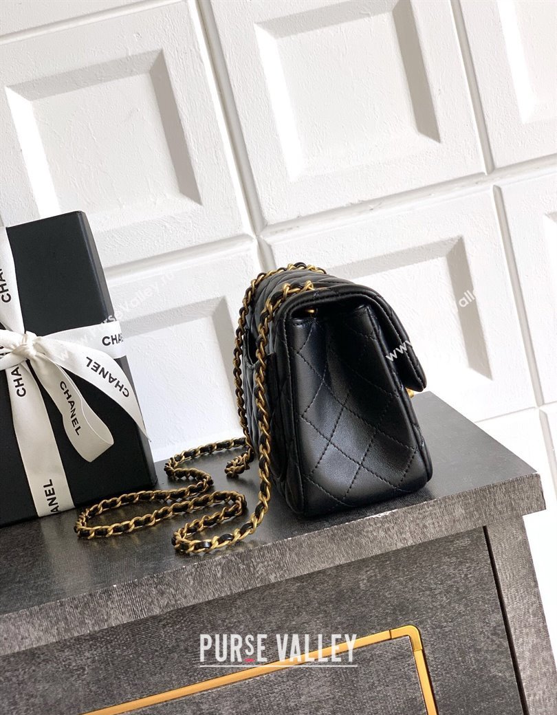 Chanel Shiny Lambskin Mini Square Flap Bag with CC Chain AS5758 Black 2025 (yezi-250811103)