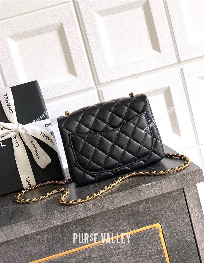 Chanel Shiny Lambskin Mini Square Flap Bag with CC Chain AS5758 Black 2025 (yezi-250811103)