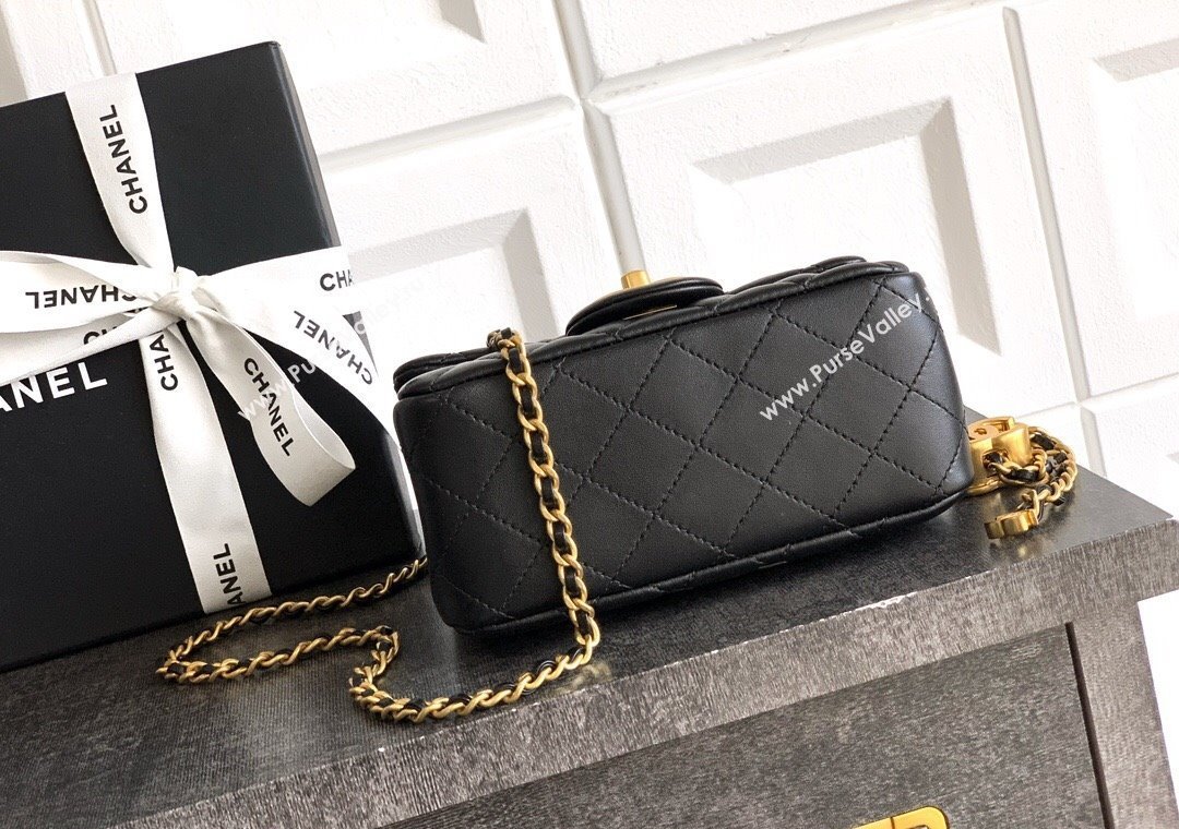 Chanel Shiny Lambskin Mini Square Flap Bag with CC Chain AS5758 Black 2025 (yezi-250811103)