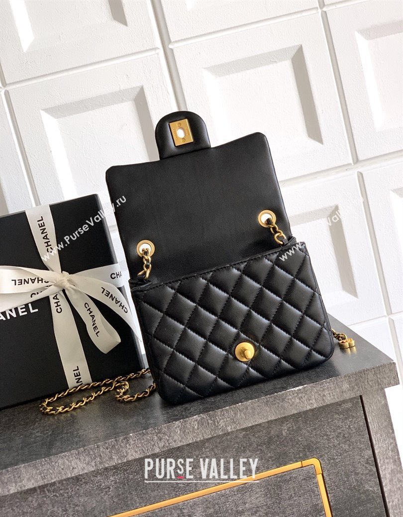 Chanel Shiny Lambskin Mini Square Flap Bag with CC Chain AS5758 Black 2025 (yezi-250811103)