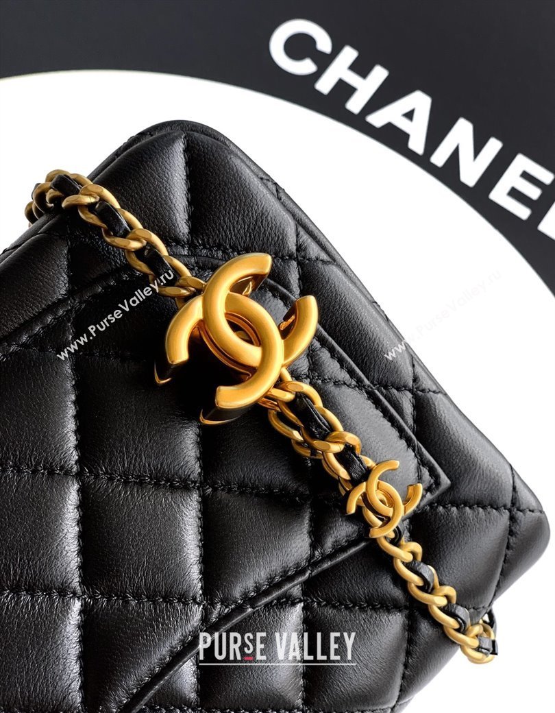 Chanel Shiny Lambskin Mini Square Flap Bag with CC Chain AS5758 Black 2025 (yezi-250811103)