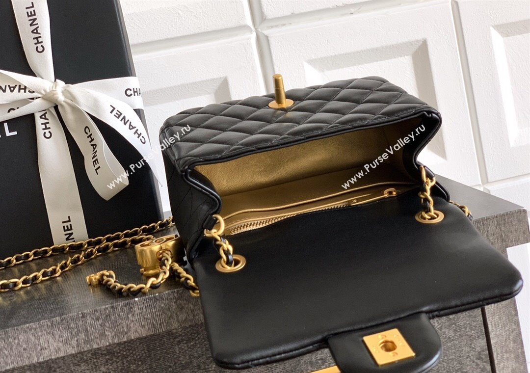 Chanel Shiny Lambskin Mini Square Flap Bag with CC Chain AS5758 Black 2025 (yezi-250811103)