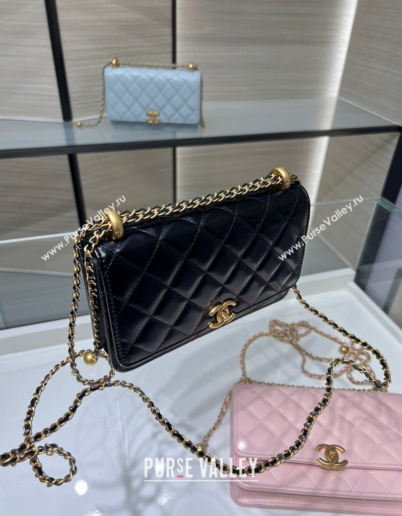 Chanel Shiny Calfskin Wallet On Chain WOC Black 2025 AP2289 (yezi-2508110078)