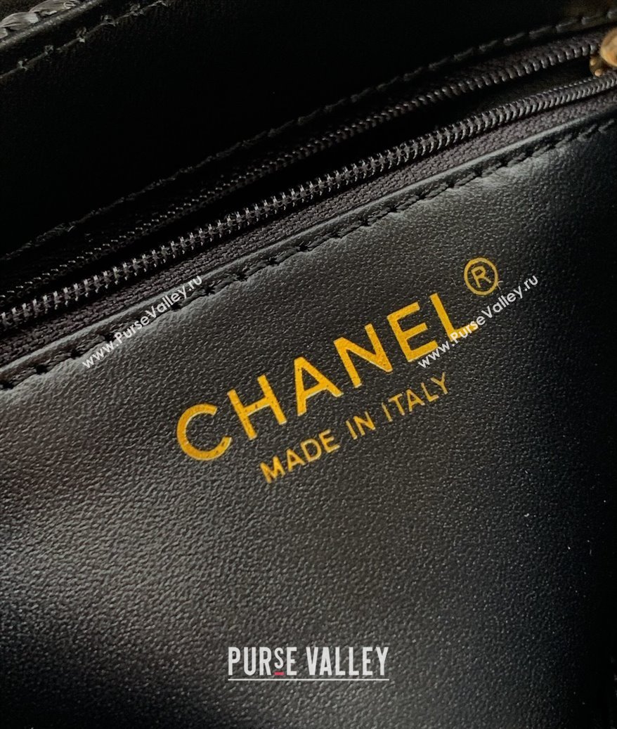 Chanel Straw-Like Mini Kelly Shopping Bag AS4416 Black 2025 0811 (yezi-2508110086)