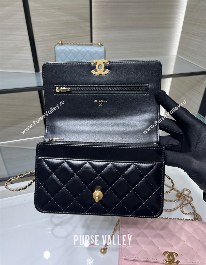 Chanel Shiny Calfskin Wallet On Chain WOC Black 2025 AP2289 (yezi-2508110078)