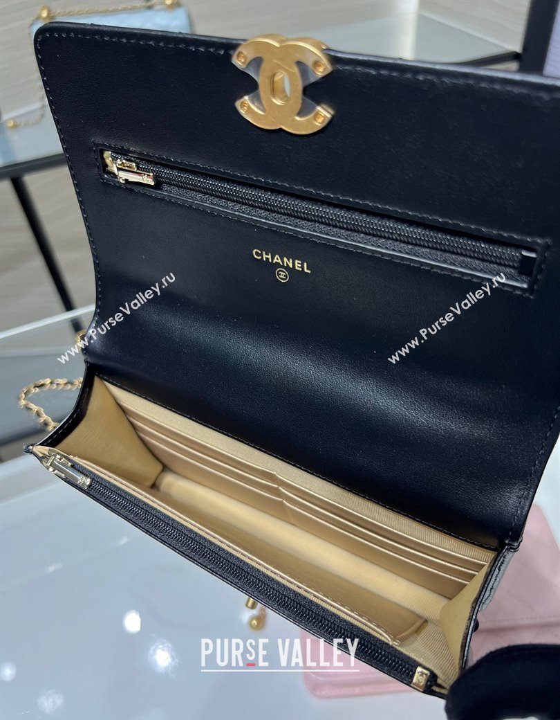 Chanel Shiny Calfskin Wallet On Chain WOC Black 2025 AP2289 (yezi-2508110078)