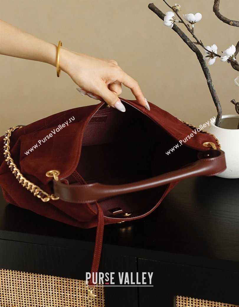 Chanel Quilted Suede Hobo Shopping Bag Red 2025/26C CH081201 (yezi-250812001)