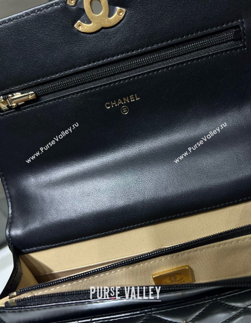 Chanel Shiny Calfskin Wallet On Chain WOC Black 2025 AP2289 (yezi-2508110078)