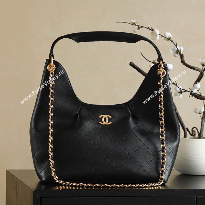 Chanel Quilted Calfskin Hobo Shopping Bag Black 2025/26C CH081201 (yezi-250812002)
