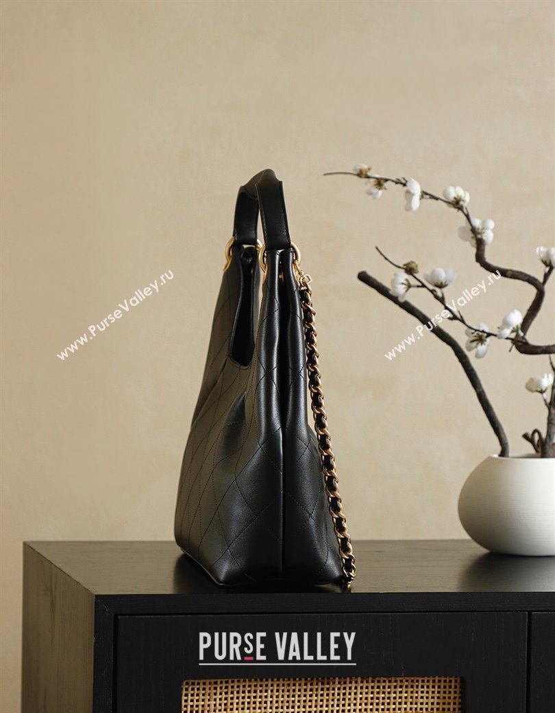 Chanel Quilted Calfskin Hobo Shopping Bag Black 2025/26C CH081201 (yezi-250812002)