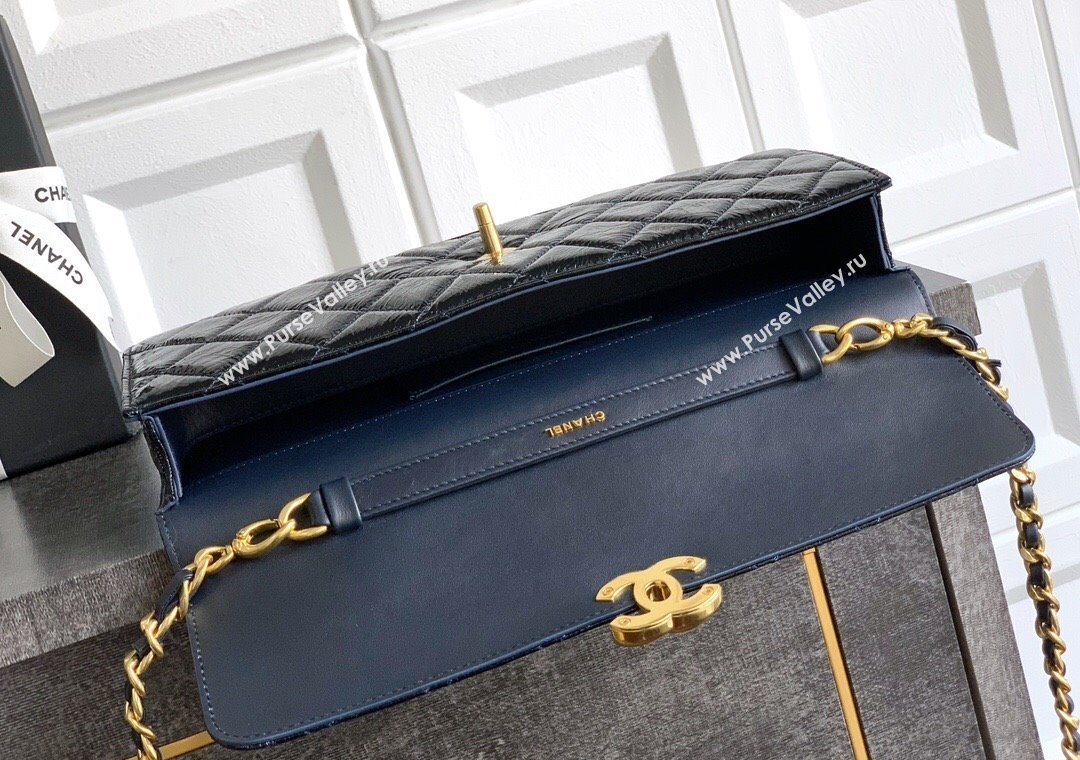 Chanel Patent Lambskin Large Flap Bag AS5642 Blue 2025 (yezi-250812007)