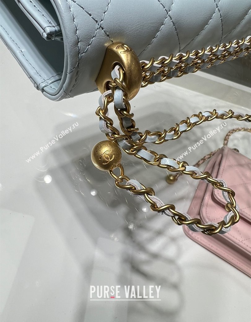 Chanel Shiny Calfskin Wallet On Chain WOC Light Blue 2025 AP2289 (yezi-2508110079)