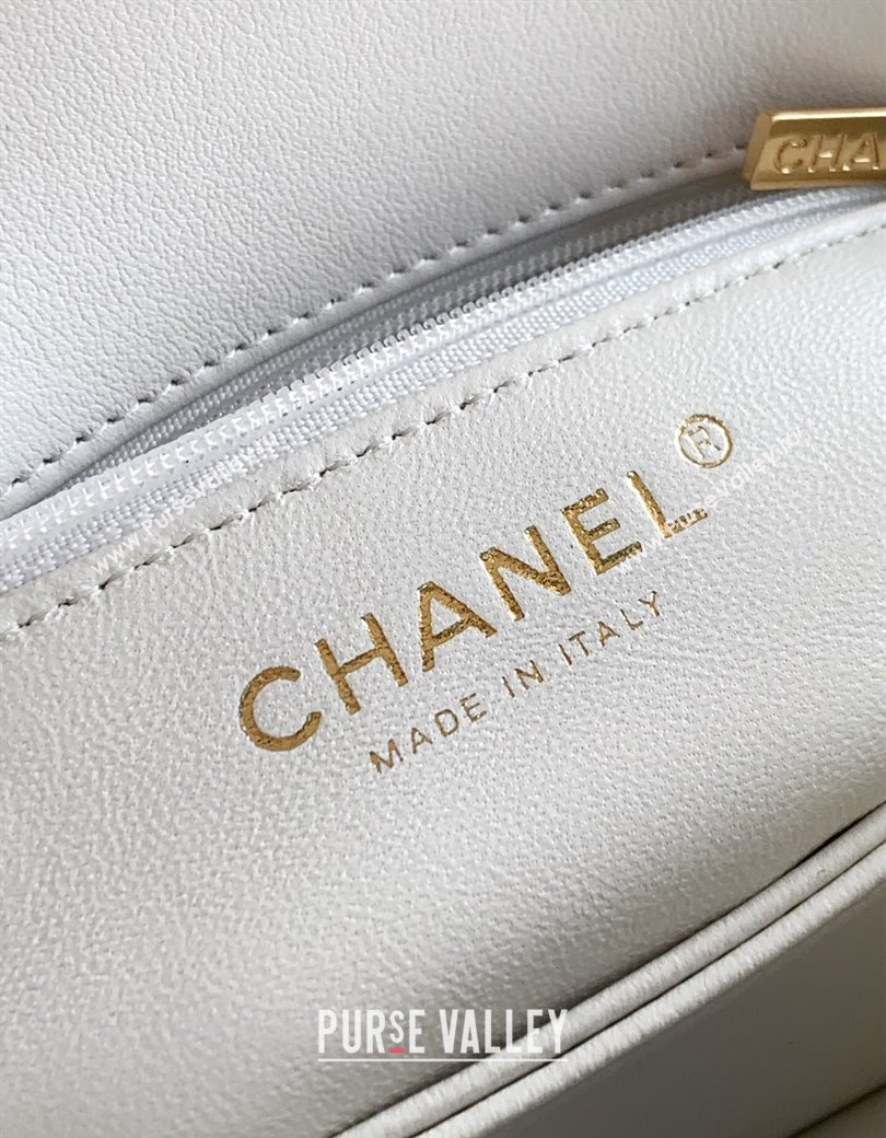 Chanel Coco Handle Calfskin Small Flap Bag with Woven Top with Strass White 2025 (yezi-250812011)