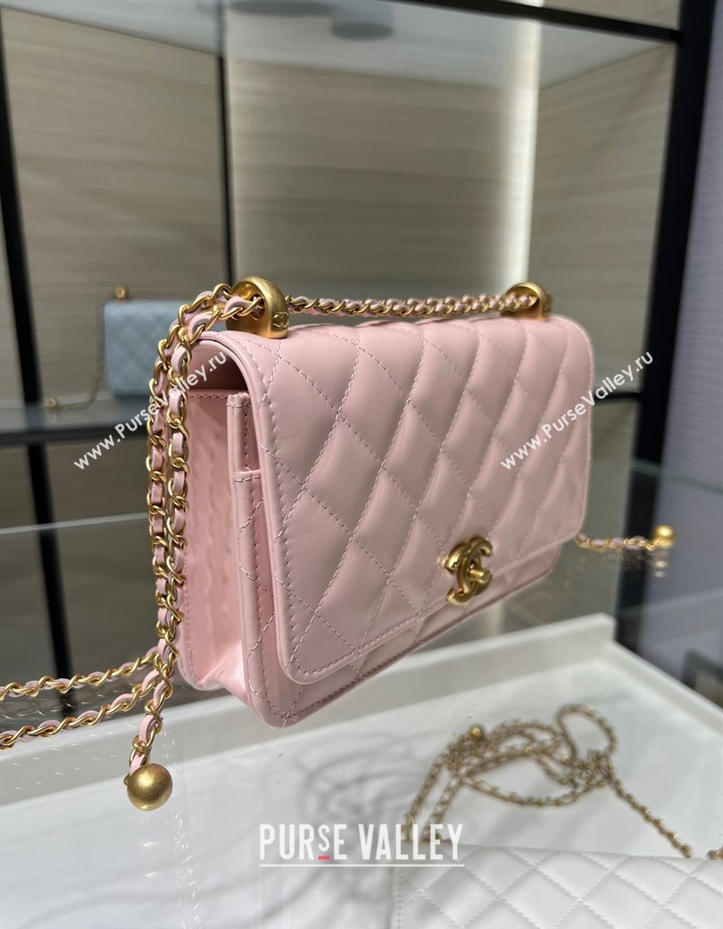 Chanel Shiny Calfskin Wallet On Chain WOC Light Pink 2025 AP2289 (yezi-2508110076)