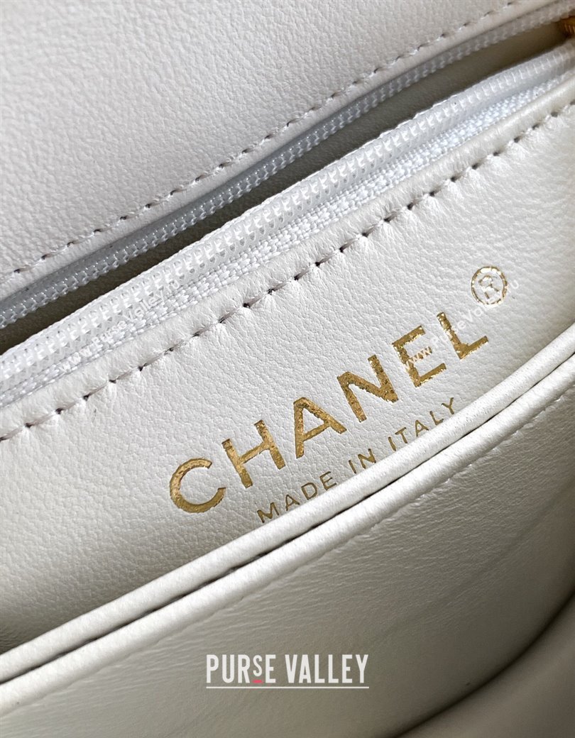 Chanel Coco Handle Calfskin Mini Flap Bag with Woven Top with Strass AS2215 White 2025 (yezi-250812015)