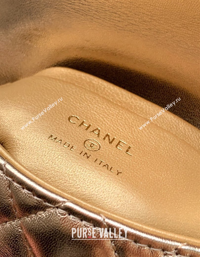 Chanel Coco Handle Calfskin Micro Flap Bag with Woven Top with Strass Gold 2025 (yezi-250812017)