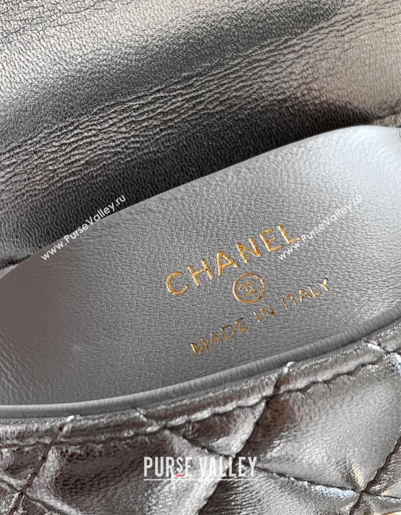 Chanel Coco Handle Calfskin Micro Flap Bag with Woven Top with Strass Silver 2025 (yezi-250812018)