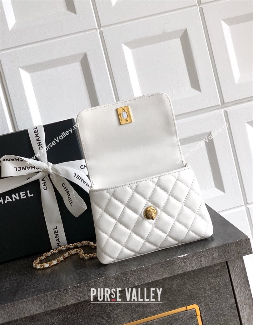 Chanel Coco Handle Calfskin Micro Flap Bag with Woven Top with Strass White 2025 (yezi-250812019)