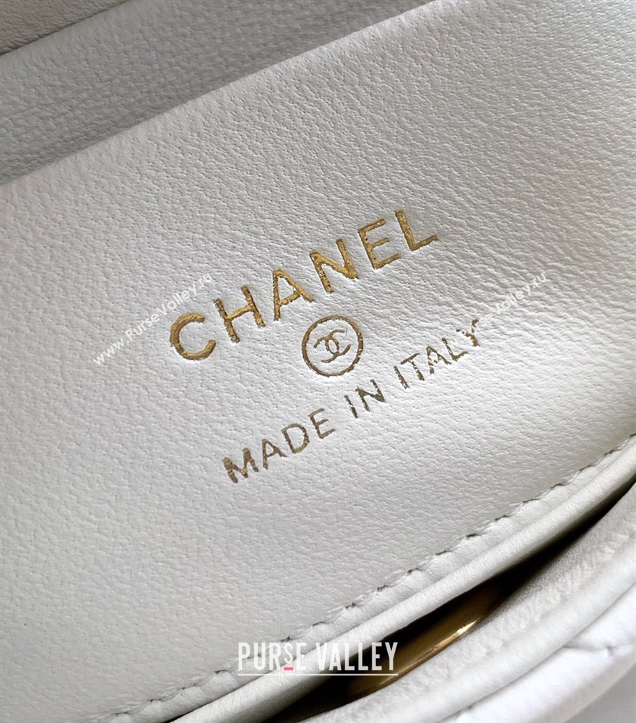 Chanel Coco Handle Calfskin Micro Flap Bag with Woven Top with Strass White 2025 (yezi-250812019)