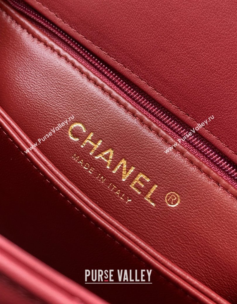 Chanel Coco Handle Calfskin Small Flap Bag with Woven Top with Strass Burgundy 2025 (yezi-250812012)