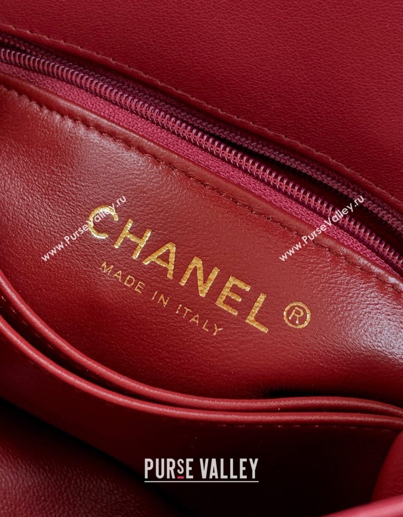 Chanel Coco Handle Calfskin Mini Flap Bag with Woven Top with Strass AS2215 Burgundy 2025 (yezi-250812016)
