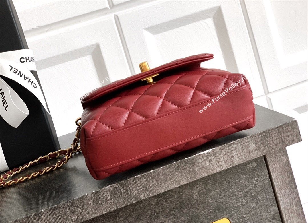 Chanel Coco Handle Calfskin Micro Flap Bag with Woven Top with Strass Burgundy 2025 (yezi-250812020)