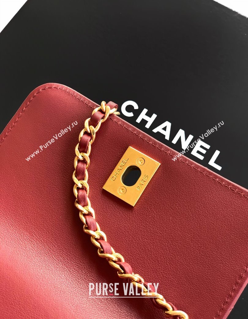 Chanel Coco Handle Calfskin Micro Flap Bag with Woven Top with Strass Burgundy 2025 (yezi-250812020)