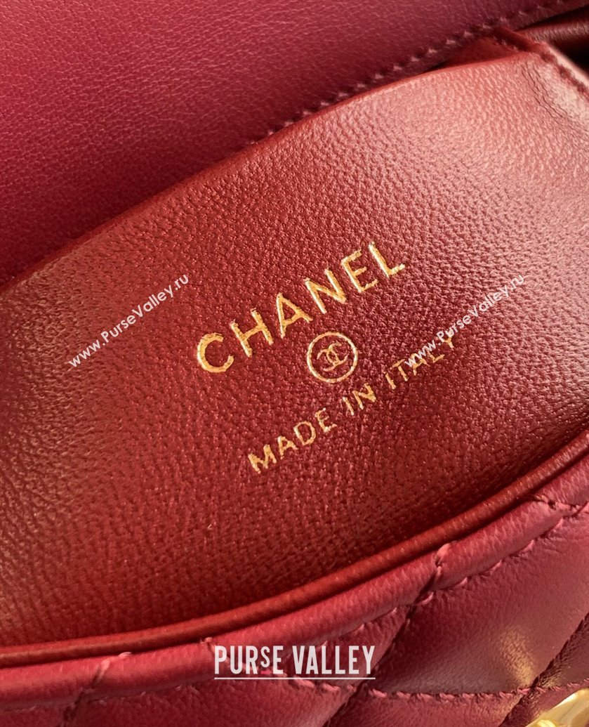 Chanel Coco Handle Calfskin Micro Flap Bag with Woven Top with Strass Burgundy 2025 (yezi-250812020)