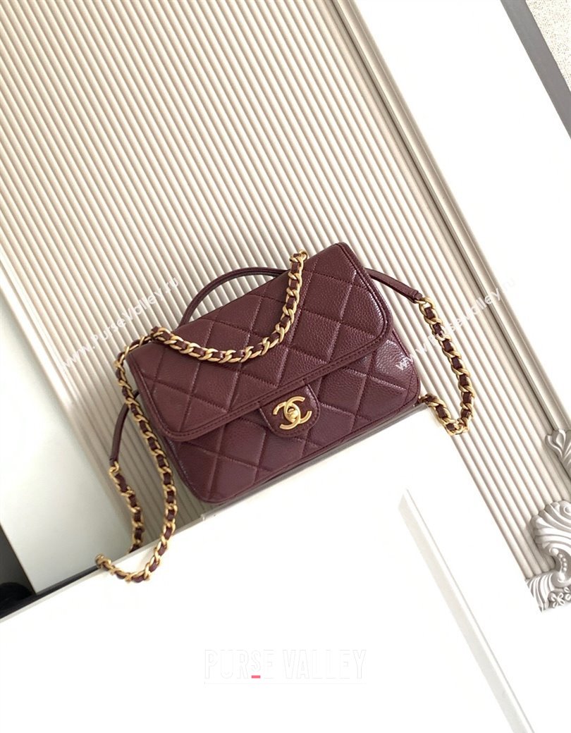 Chanel Grained Shiny Calfskin Backpack bag AS5347 Dark Burgundy 2025 (yezi-250812023)