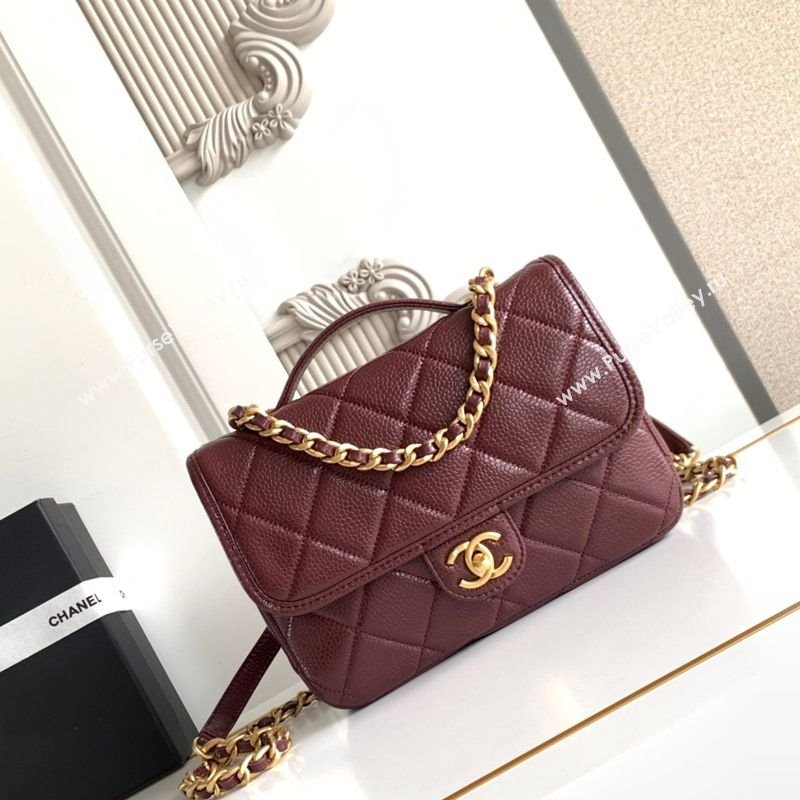 Chanel Grained Shiny Calfskin Backpack bag AS5347 Dark Burgundy 2025 (yezi-250812023)