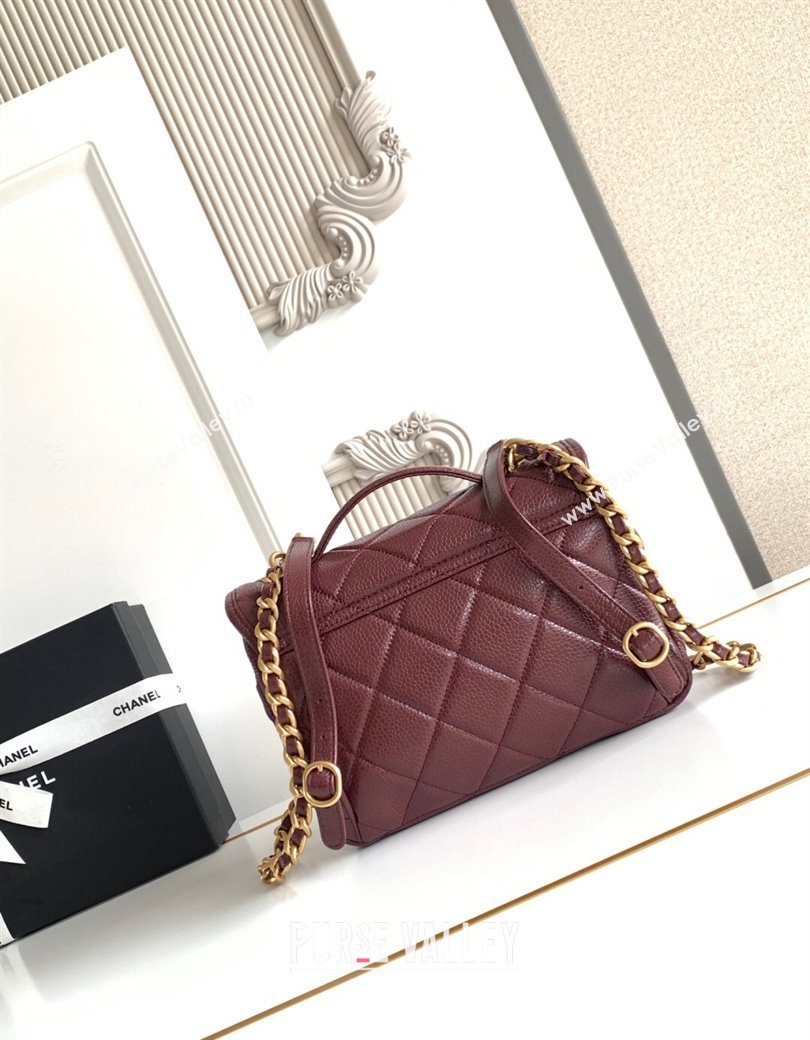 Chanel Grained Shiny Calfskin Backpack bag AS5347 Dark Burgundy 2025 (yezi-250812023)