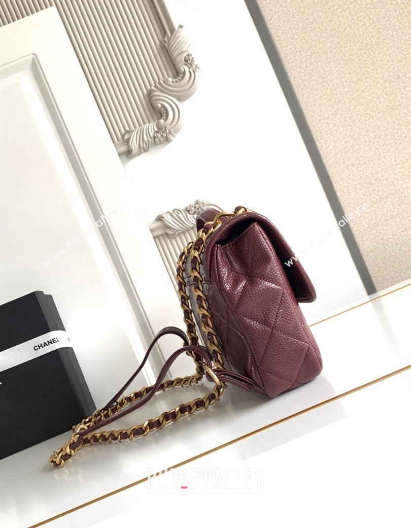 Chanel Grained Shiny Calfskin Backpack bag AS5347 Dark Burgundy 2025 (yezi-250812023)