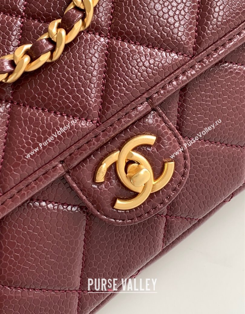 Chanel Grained Shiny Calfskin Backpack bag AS5347 Dark Burgundy 2025 (yezi-250812023)