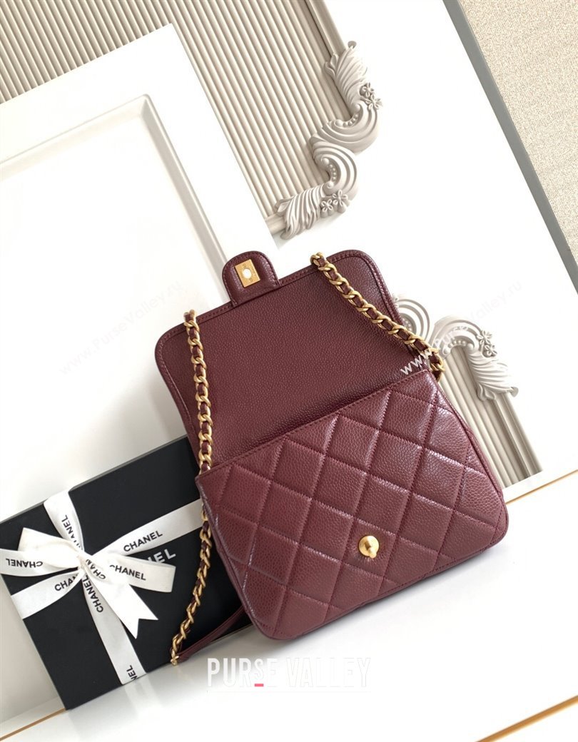 Chanel Grained Shiny Calfskin Backpack bag AS5347 Dark Burgundy 2025 (yezi-250812023)