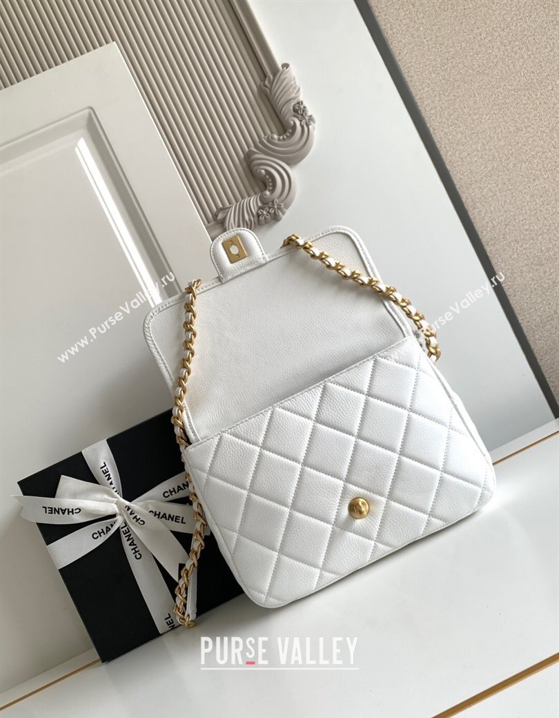 Chanel Grained Shiny Calfskin Backpack bag AS5347 White 2025 (yezi-250812025)