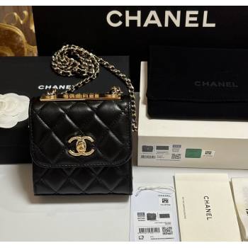 Chanel Lambskin Clutch with Chain and Band Black/Rose Gold 2025 A81632 (yezi-250812029)
