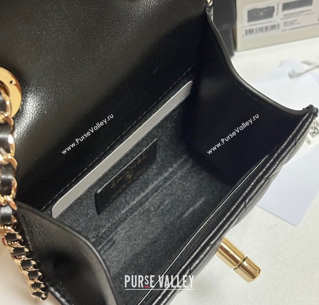 Chanel Lambskin Clutch with Chain and Band Black/Rose Gold 2025 A81632 (yezi-250812029)