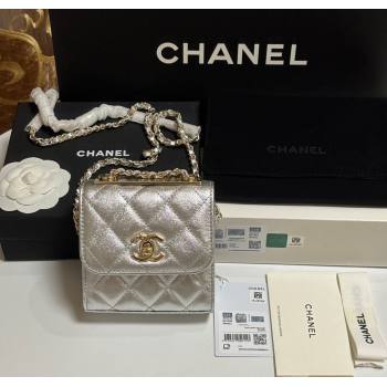Chanel Lambskin Clutch with Chain and Band Silver 2025 A81632 (yezi-250812031)